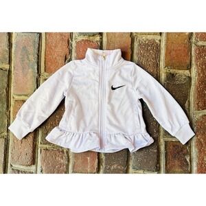 Nike baby girl full zip‎ jacket 12M ruffle hem athleisure feminine lightweight